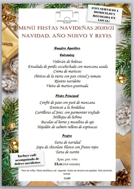 Menú de Navidad en Cafetería – Restaurante El Cruce