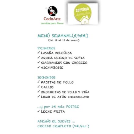 Menú semanal en CocinArte Ciudad Rodrigo