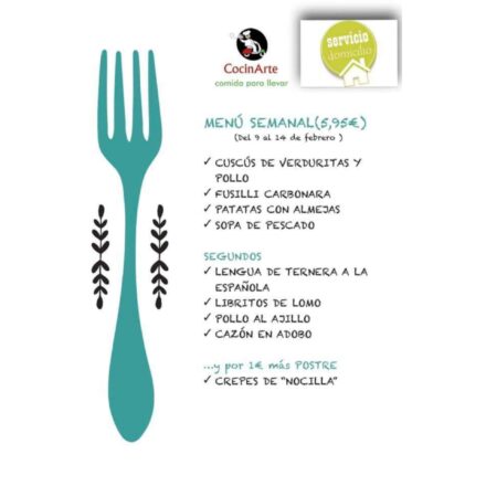 Menú de la semana CocinArte del 9 al 14 de febrero