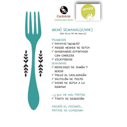 Menú de la semana en CocinArte del 23 al 28 marzo