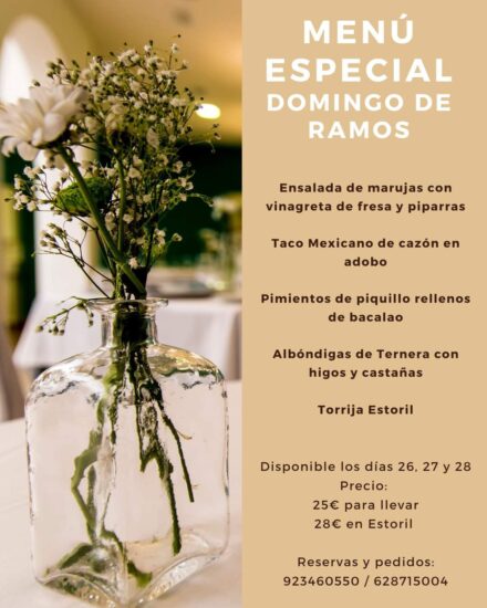 Menú Especial Domingo de Ramos – Restaurante Estoril