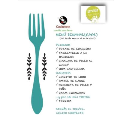 Menú de la semana en CocinArte del 30 de marzo al 4 de abril