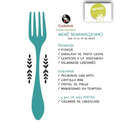 Menú de la semana en CocinArte del 13 al 18 de abril