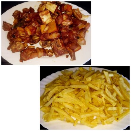 Tostón con patatas fritas – Restaurante La Curva