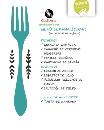Menú de la semana de CocinArte del 15 al 20 de junio